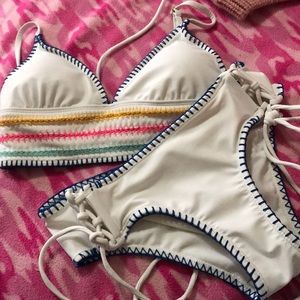 White colorful bikini